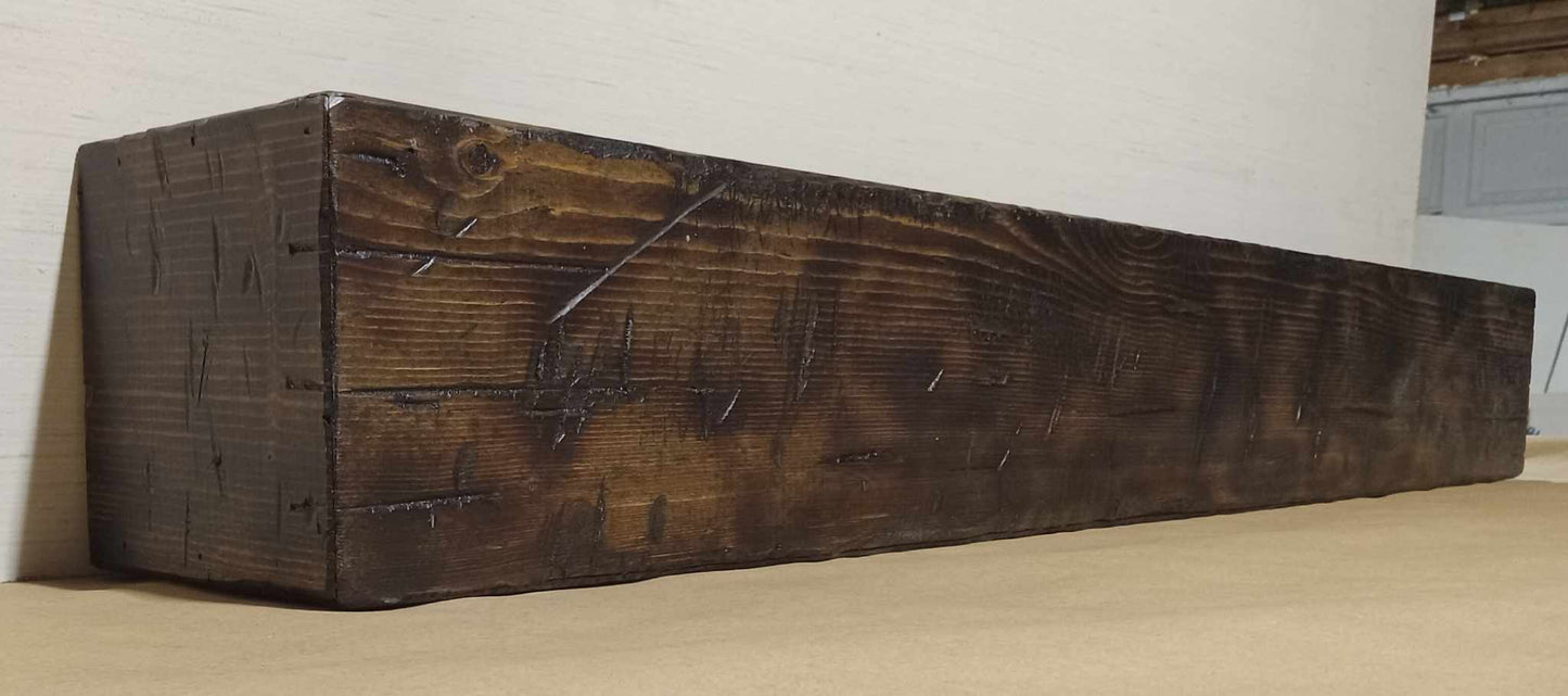 Handcrafted Fireplace Mantel, Distressed Wood Mantel, Wall Shelf, Floating Mantel, Beam, Mantle