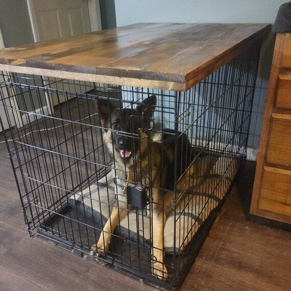 Crate Cover, Rustic Crate Cover, Kennel, Dog Crate, Dog Bed, Farmhouse Kennel top, Reclaimed Wood Table Top