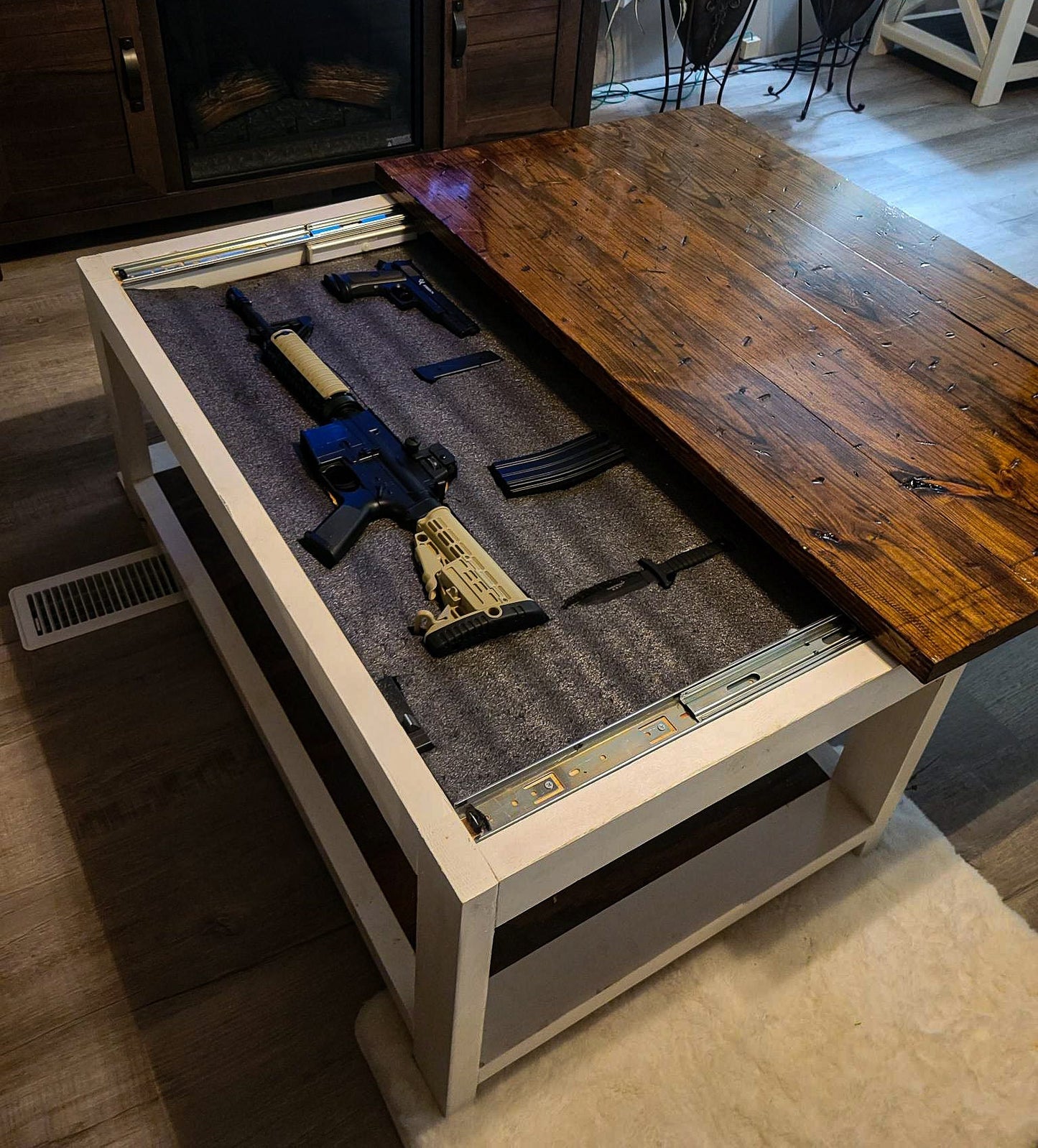 Hand Made Distressed Farmhouse Concealment Coffee Table Made in Kentucky